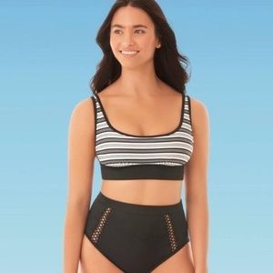 Miraclesuit Beach Betty Striped Bikini Top size Medium
